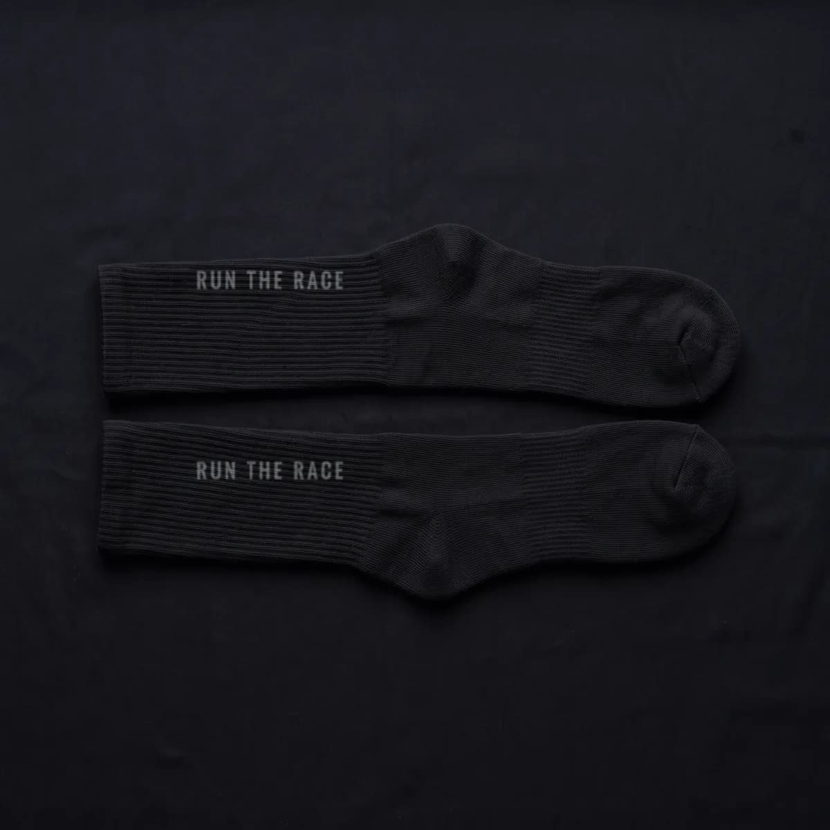 Run The Race Crew Socks in Black — Endure Athletics