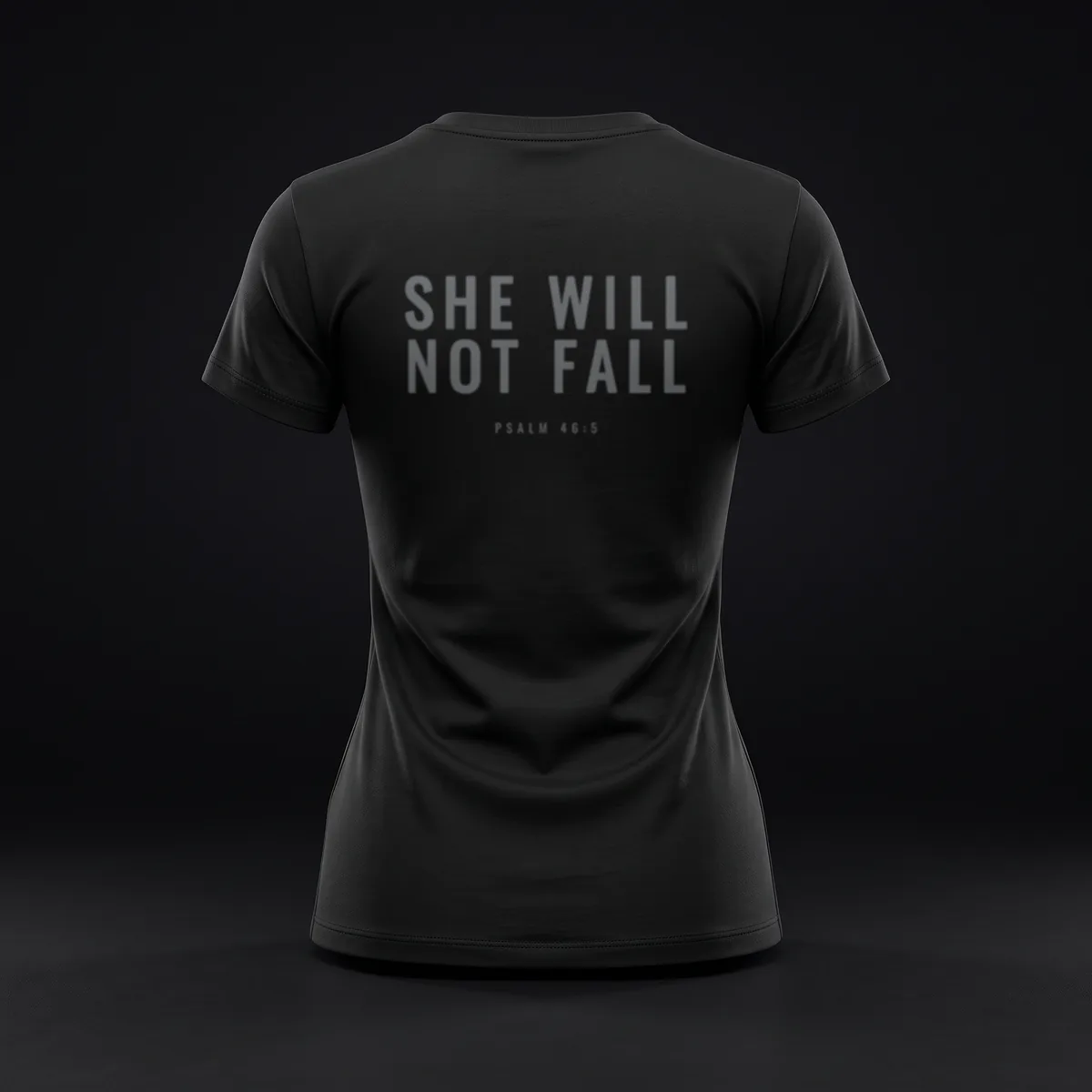 She Will Not Fall Fitted Tee in Black — Endure Athletics