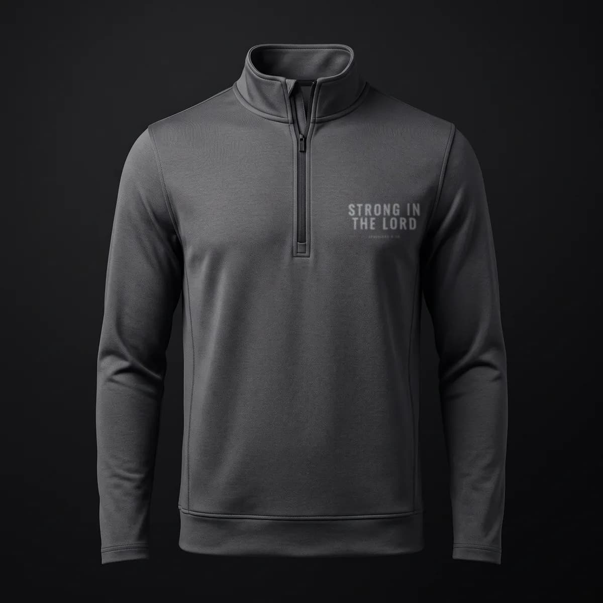 Strong In The Lord Half-Zip in Charcoal — Endure Athletics
